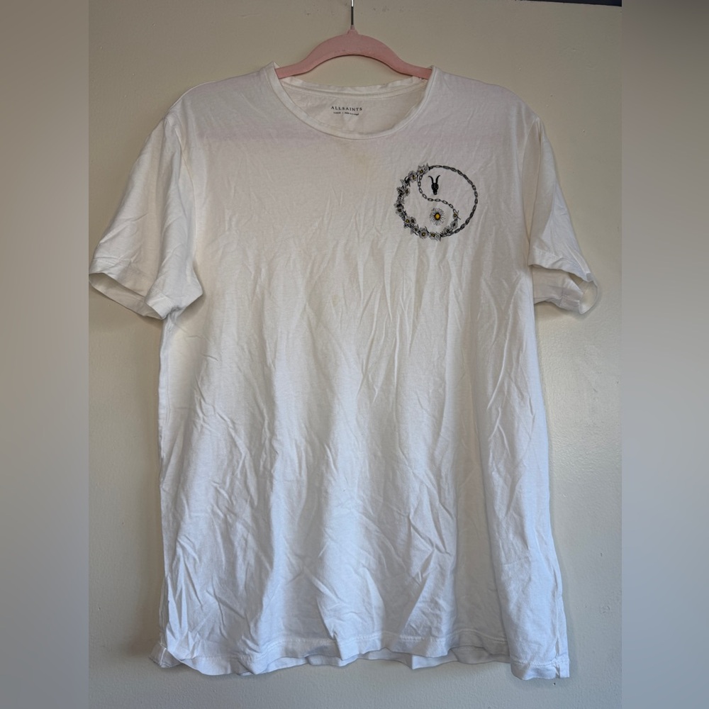 All Saint White Graphic Short Sleeve Crew Tee